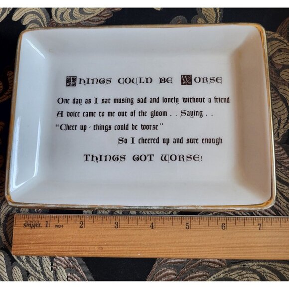 1957 Delano Studios "Things Could Be Worse" Funny Trinket Tray Catchall - Picture 4 of 7